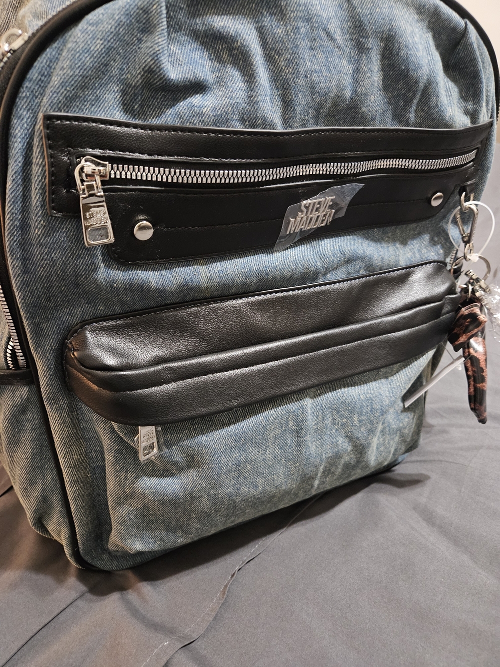 Steve Madden Denim and Black  Backpack LARGE